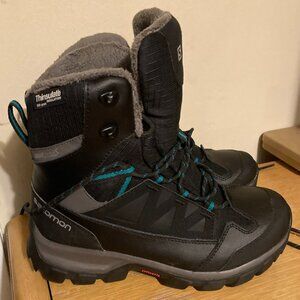 Salomon Chalten TS CSWP  Snow Hiker Boots black and teal womens size 6 NEW